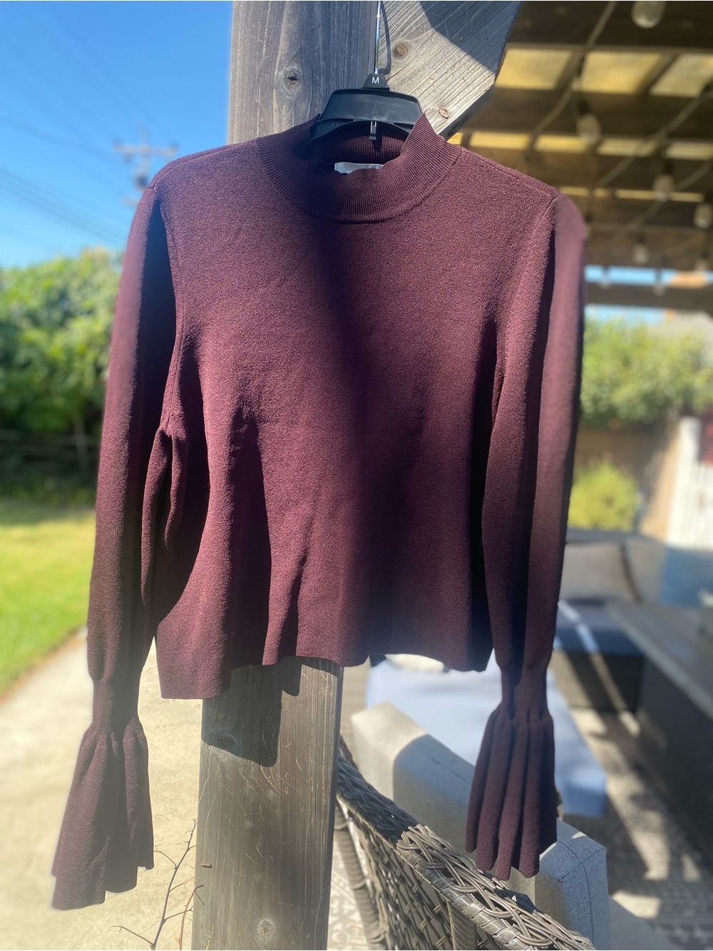 H&M Plum Mock Neck Knit Sweater SZ L